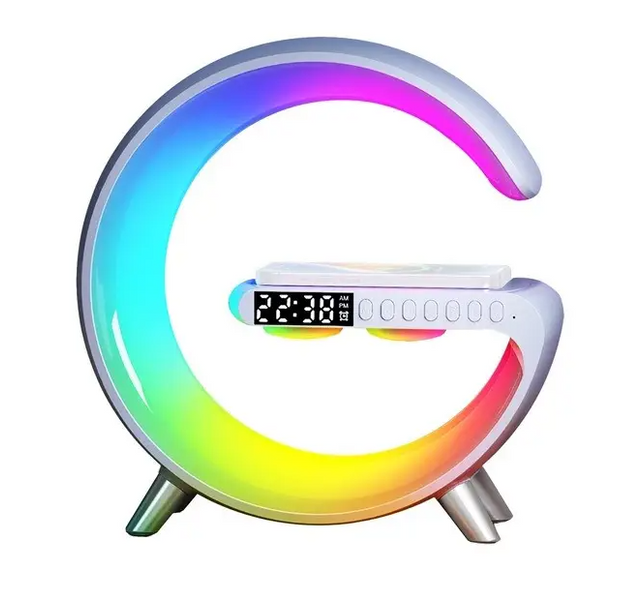 Настільна смарт лампа нічник RGB G-Smart Light з бездротовою зарядкою 15W та Bluetooth колонкою 000-876 фото