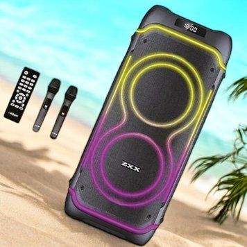 Портативная акустическая система с пультом и 2 микрофонами ZXX-5515 8" Bluetooth колонка 1000w 2200-5515 фото