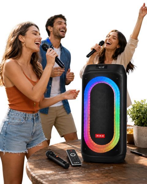 Автономная акустическая система караоке колонка TMG ZXX-9098 (BT+2MIC+USB+TWS) 2233-9098 фото