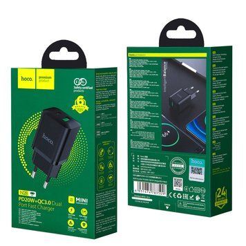 Мережевий зарядний пристрій Hoco N28 Founder 20 W Type-C + USB 100-N28 фото