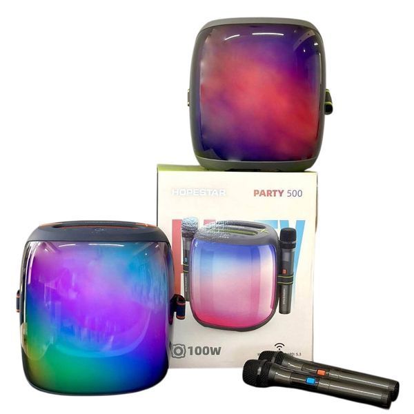 Безпровідна караоке колонка з 2 Ма мікрофонами HOPESTAR Party 500 |100W, 12500mAh| 22212-500 фото
