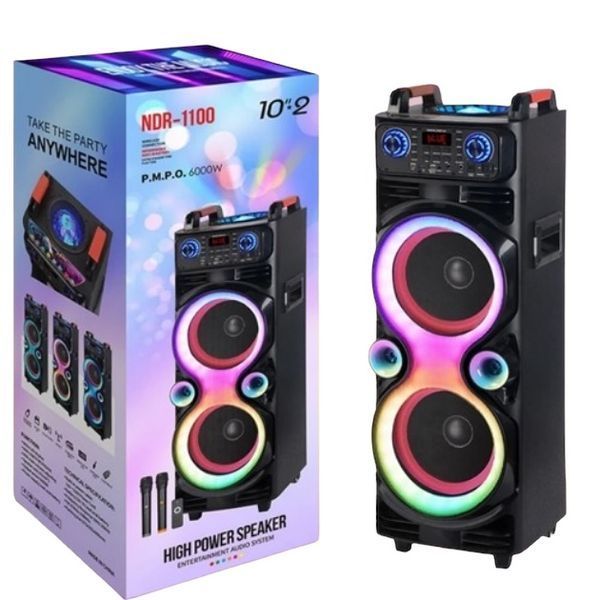 Музыкальна колонка большая на аккумуляторе с 2-ма радио микрофонами с USB/FM/Bluetooth NDR 1100 1000-1100 фото