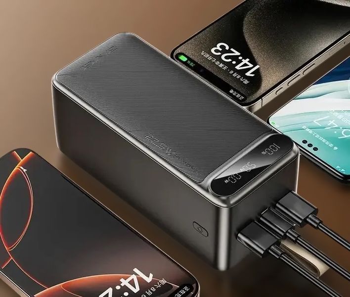 Портативный павербанк AWEI PA-13 50000mAh с быстрой зарядкой 22.5W и дисплеем Power bank 22213-13 фото