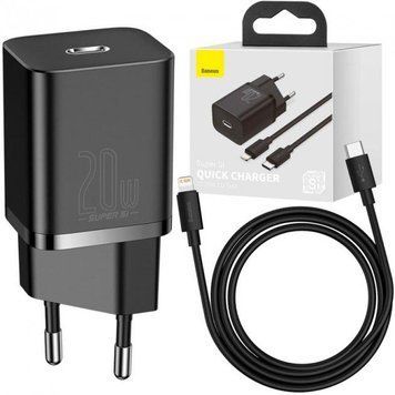 Сетевое зарядное устройство Baseus Super Si 1C с кабелем USB Type C - Lightning 20 Вт 100-C20W фото