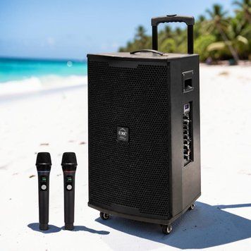 Портативная система караоке колонка с 2 микрофонами 1000Вт UKC T2 Bluetooth 2221-2 фото