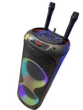 Акумуляторна караоке колонка з 2 безпровідними мікрофонами, пультом, USB, SD, FM, AUX, Bluetooth, RGB, ZQS10215 2221-10215 фото