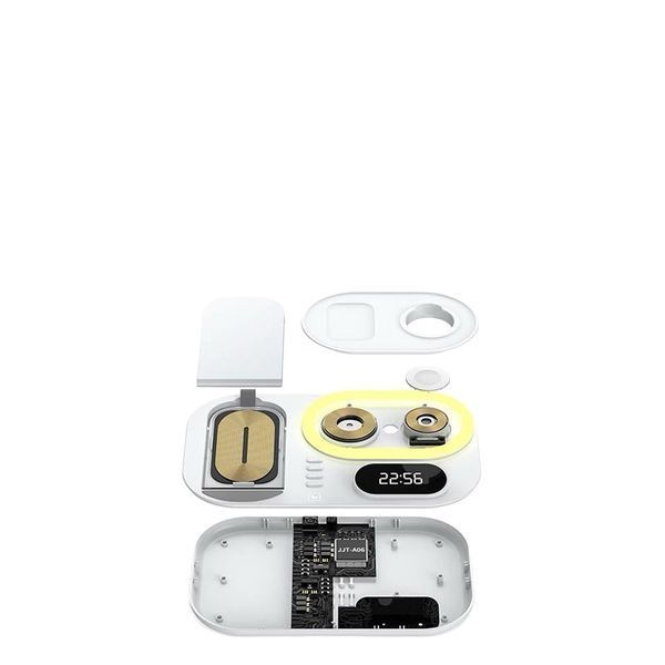 Зарядка Qi 4in1 wireless charger RGB /Clock JYD-WC124 | 30W Total, Phone/Watch/Earphones 100-c124 фото