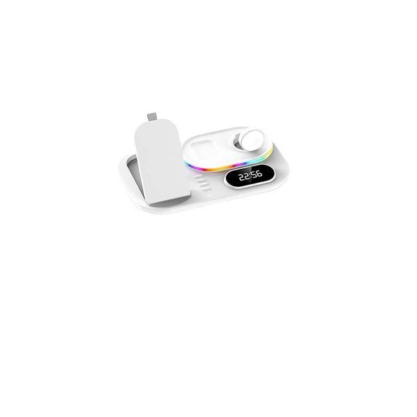 Зарядка Qi 4in1 wireless charger RGB /Clock JYD-WC124 | 30W Total, Phone/Watch/Earphones 100-c124 фото