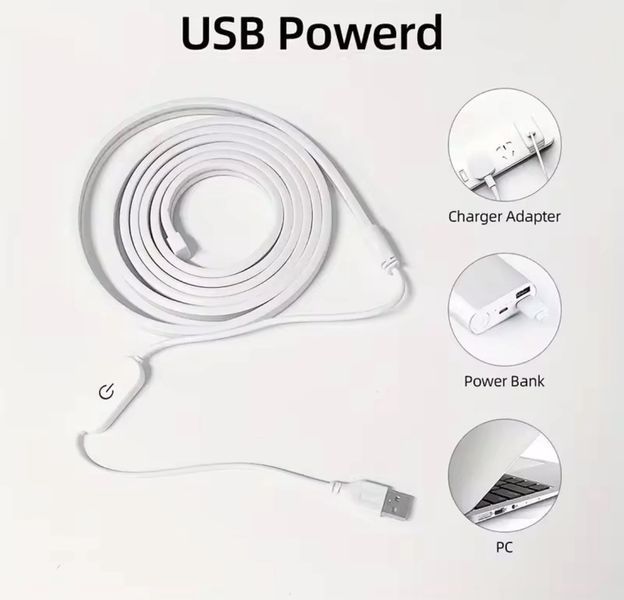 Неонова стрічка USB White 5V водонепроникна, холодне світіння з сенсорною кнопкою, 5м 22255-5 фото
