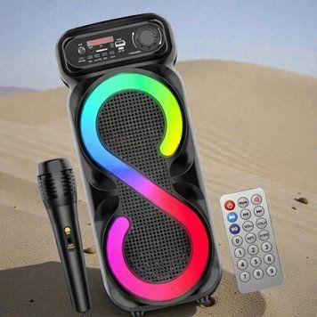 Портативная Bluetooth колонка караоке с микрофоном, пультом ДУ и RGB-подсветкой ZQS-4270M 16W 22242-4270 фото