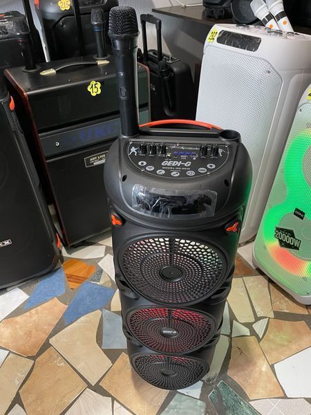 Акустическая переносная Bluetooth колонка Gedi-G GD-8838 с радио микрофоном 3х8" 60 Вт &nbsp;(609х605х855 мм)&nbsp; 2228-8838 фото