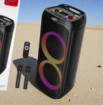 Акустическая система караоке колонка 2х10"&nbsp;с RGB подсветкой,&nbsp;двумя микрофонами и пультом ДУ ZQS10209 2229-10209 фото