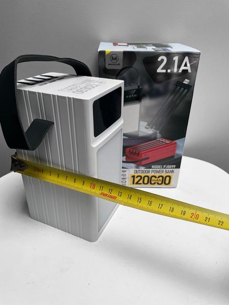 Повербанк на 120000mAh (3хUSB) + 4 кабеля и фонарик, MAXCELL PJ0099, Черный / Павербанк для телефона / PowerBank 2221-120 фото