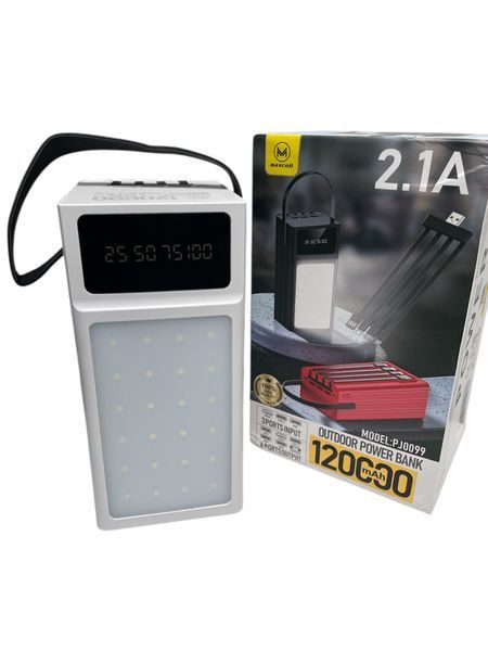 Повербанк на 120000mAh (3хUSB) + 4 кабеля и фонарик, MAXCELL PJ0099, Черный / Павербанк для телефона / PowerBank 2221-120 фото