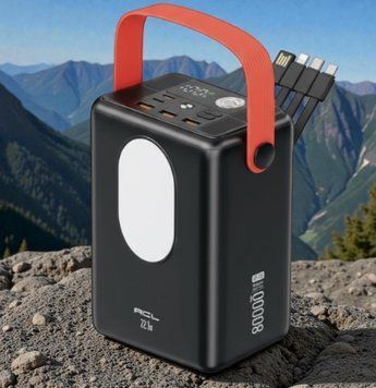 Повербанк 80000 mAh ACL зі швидким заряджанням 22.5W Потужний Powerbank 80000 Power Bank Павербанк із кабелем і ліхтариком 22442-А143 фото