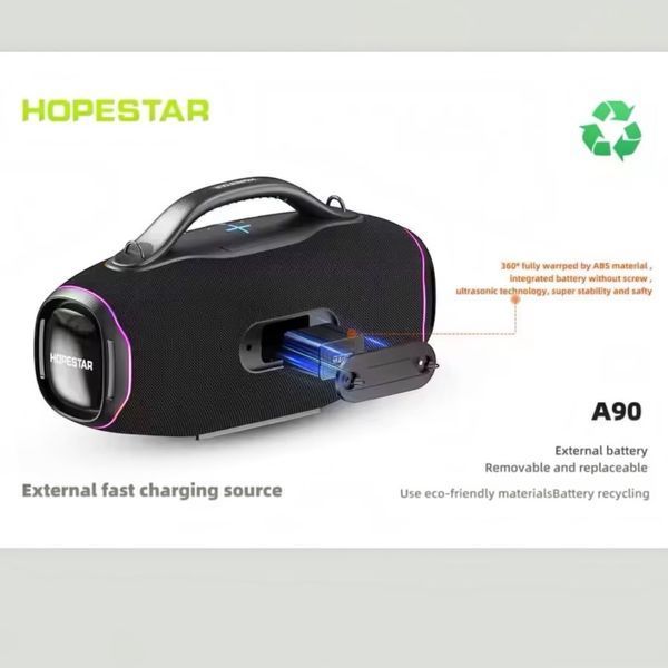 Портативная колонка с караоке HOPESTAR A90 700W RGB-подсветка USB, AUX, беспроводной микрофон (625х253х348 мм) 1121-А90 фото