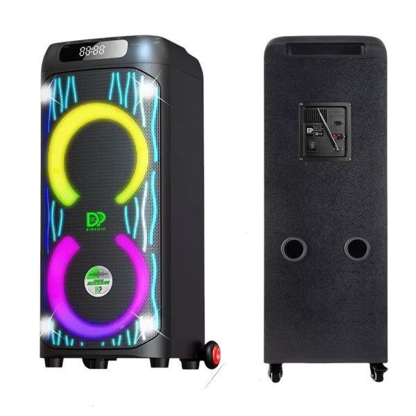 Акустическая переносная Bluetooth колонка Dipaoer DP-1022 с 2 радио микрофонами 2х10" 200 Вт FM, USB, AUX, RGB&nbsp; 2221-1022 фото