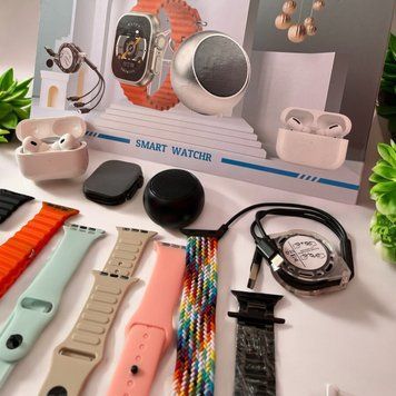 Комплект Smart watch H92 Ultra 3 набор (7+4) 7 ремешков + наушники та колонка 22220-92 фото