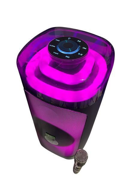 Акустична переносна Bluetooth колонка Dipaoer DP-697 з радіомікрофоном 6.5" 60 Вт FM, USB, AUX, RGB&nbsp; 2225-697 фото