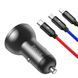 Адаптер автомобільний BASEUS Digital Display Dual 2 USB, Lightning/Micro/Type-C cable, 4.8A, 24W 100-024W фото 2
