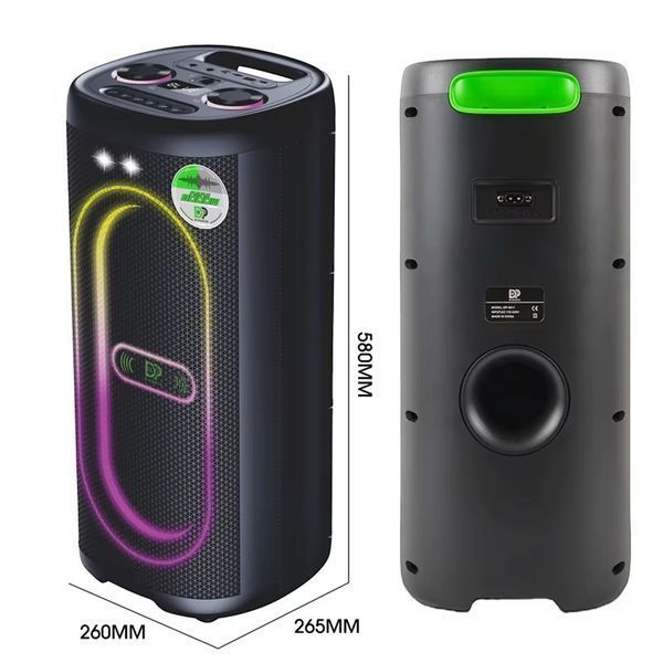 Акустична переносна Bluetooth колонка Dipaoer DP-2611 з радіомікрофоном 2х6.5" 60 Вт FM, USB, AUX, RGB&nbsp; 22211-2611 фото