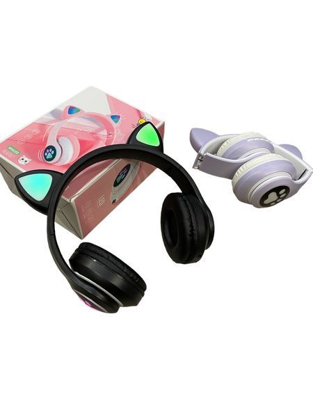 Беспроводные Наушники с кошачьими Ушками с подсветкой с MicroSD с FM-Радио Cat Ear STN-28 100-S28 фото
