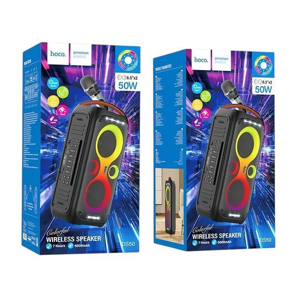 Акустическая система караоке колонка HOCO BT speaker DS50 |BT5.3, FM/USB/AUX/TF, 50W, 7h| 2225-050 фото