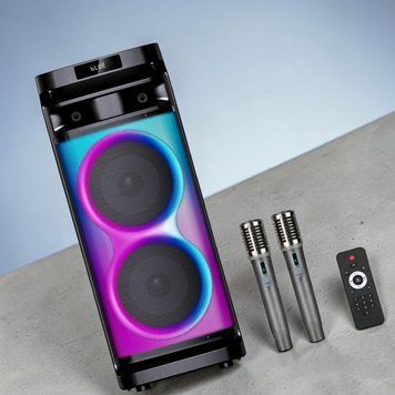 Переносная акустическая караоке система 160Вт с Bluetooth, RGB и 2 микрофонами, GD-2858 222-2858 фото