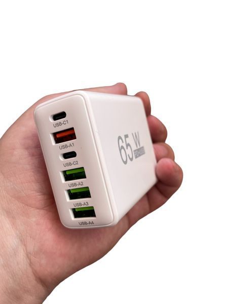 Зарядний пристрій живлення Блок живлення 65W 4 USB + 2 Type-C Швидка зарядка 2200-1766 фото