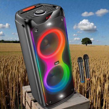 Акустическая система караоке колонка HOCO Heritage dual 10-inch RGB light BT speaker DS58 |BT5.0, TWS, TF/USB/AUX, 40Wx2 (120W Max) 222258-58 фото