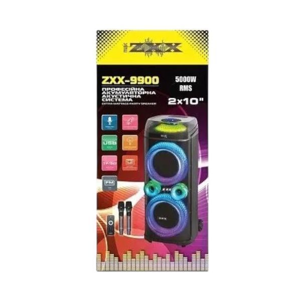 Акустична переносна караоке колонка з 2 мікрофонами ZXX-9900 100 Вт 2х10&nbsp; 22213-9900 фото