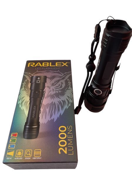 Фонарь ручной Rablex RB-915 Синий + Красный + Зеленый + Белый 4*T6 1*18650. zoom Type-C 2000LM 2220-915 фото