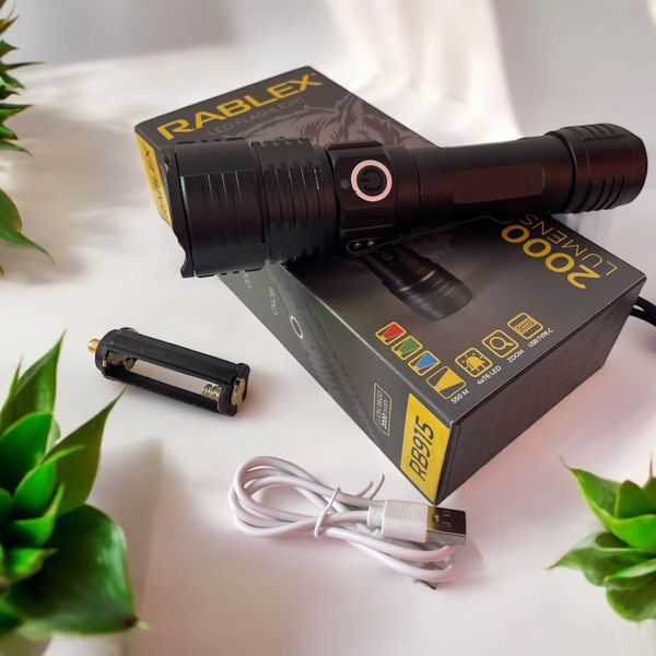 Фонарь ручной Rablex RB-915 Синий + Красный + Зеленый + Белый 4*T6 1*18650. zoom Type-C 2000LM 2220-915 фото