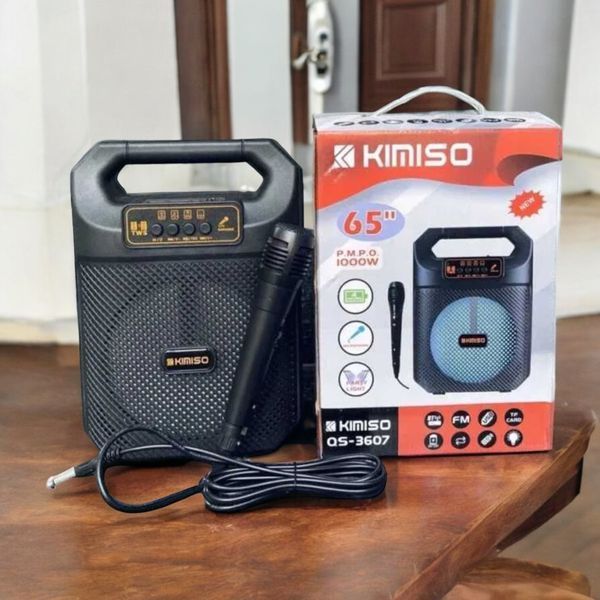 Портативна колонка KIMISO QS-3607 з дротовим мікрофоном і підсвіткою 2200-3607 фото