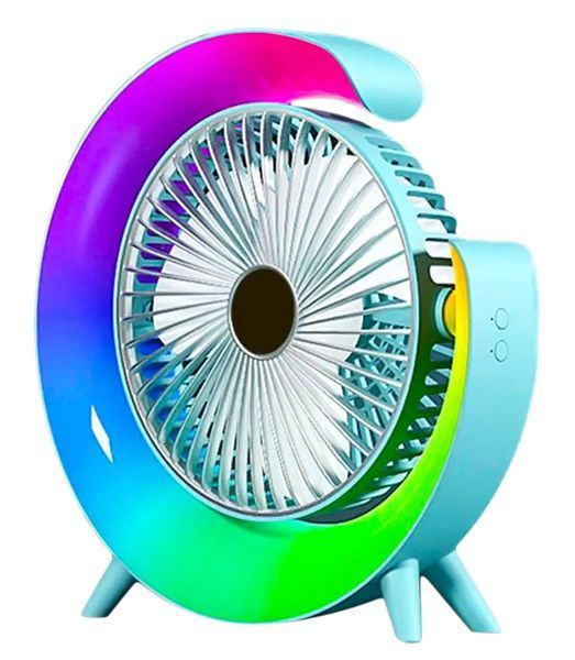 Вентилятор настільний акумуляторний з RGB-підсвіткою, обертанням 180&deg; і USB заряджанням 2221-278 фото